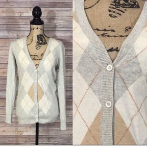 J. Crew Cashmere Argyle Cardigan